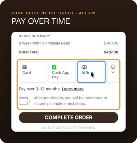 The current Plateau Reset checkout with Affirm selected